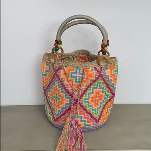 Wayuu Tribe shoulder bag tan/pink